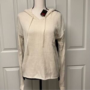 NWT Poof! Hooded hoodie sweater. Color Block black/egg white size M